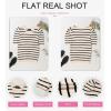 imageDokotoo Womens Short Puff Sleeve Knit Tops 2025 Trendy Crewneck Striped T Shirts Casual Summer BlousesBlack Stripe