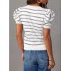 imageDokotoo Womens Short Puff Sleeve Knit Tops 2025 Trendy Crewneck Striped T Shirts Casual Summer BlousesGray Stripe