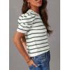 imageDokotoo Womens Short Puff Sleeve Knit Tops 2025 Trendy Crewneck Striped T Shirts Casual Summer BlousesGreen Stripe