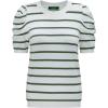 imageDokotoo Womens Short Puff Sleeve Knit Tops 2025 Trendy Crewneck Striped T Shirts Casual Summer BlousesGreen Stripe