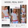 imageDokotoo Womens Short Puff Sleeve Knit Tops 2025 Trendy Crewneck Striped T Shirts Casual Summer BlousesOrange Stripe