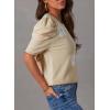 imageDokotoo Womens Short Puff Sleeve Knit Tops 2025 Trendy Crewneck Striped T Shirts Casual Summer BlousesY Apricot