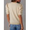 imageDokotoo Womens Short Puff Sleeve Knit Tops 2025 Trendy Crewneck Striped T Shirts Casual Summer BlousesY Apricot