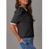 imageDokotoo Womens Short Puff Sleeve Knit Tops 2025 Trendy Crewneck Striped T Shirts Casual Summer BlousesY Black