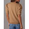 imageDokotoo Womens Short Puff Sleeve Knit Tops 2025 Trendy Crewneck Striped T Shirts Casual Summer BlousesY Brown