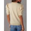 imageDokotoo Womens Short Puff Sleeve Knit Tops 2025 Trendy Crewneck Striped T Shirts Casual Summer BlousesY Offwhite