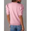 imageDokotoo Womens Short Puff Sleeve Knit Tops 2025 Trendy Crewneck Striped T Shirts Casual Summer BlousesY Pink