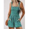imageDokotoo Womens Summer Casual Smocked Rompers Square Neck Sleeveless Loose Shorts Jumpsuits 2025 Beach Vacation OutfitsDark Green