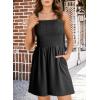 imageDokotoo Womens Summer Casual Smocked Rompers Square Neck Sleeveless Loose Shorts Jumpsuits 2025 Beach Vacation OutfitsDeep Black