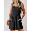 imageDokotoo Womens Summer Casual Smocked Rompers Square Neck Sleeveless Loose Shorts Jumpsuits 2025 Beach Vacation OutfitsDeep Black