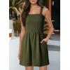 imageDokotoo Womens Summer Casual Smocked Rompers Square Neck Sleeveless Loose Shorts Jumpsuits 2025 Beach Vacation OutfitsMoss Green