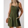 imageDokotoo Womens Summer Casual Smocked Rompers Square Neck Sleeveless Loose Shorts Jumpsuits 2025 Beach Vacation OutfitsMoss Green