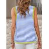 imageDokotoo Womens Summer Tops 2025 Casual Striped Color Block High Neck Tank Top Loose Knit High Low Sleeveless Shirts BlousesBeau Blue