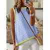 imageDokotoo Womens Summer Tops 2025 Casual Striped Color Block High Neck Tank Top Loose Knit High Low Sleeveless Shirts BlousesBeau Blue