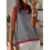 imageDokotoo Womens Summer Tops 2025 Casual Striped Color Block High Neck Tank Top Loose Knit High Low Sleeveless Shirts BlousesBlack 1
