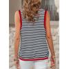 imageDokotoo Womens Summer Tops 2025 Casual Striped Color Block High Neck Tank Top Loose Knit High Low Sleeveless Shirts BlousesBlack 1