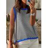 imageDokotoo Womens Summer Tops 2025 Casual Striped Color Block High Neck Tank Top Loose Knit High Low Sleeveless Shirts BlousesBlack 2