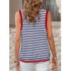 imageDokotoo Womens Summer Tops 2025 Casual Striped Color Block High Neck Tank Top Loose Knit High Low Sleeveless Shirts BlousesBlue