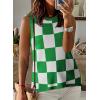 imageDokotoo Womens Summer Tops 2025 Casual Striped Color Block High Neck Tank Top Loose Knit High Low Sleeveless Shirts BlousesCheckered Green