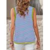 imageDokotoo Womens Summer Tops 2025 Casual Striped Color Block High Neck Tank Top Loose Knit High Low Sleeveless Shirts BlousesGreen