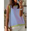 imageDokotoo Womens Summer Tops 2025 Casual Striped Color Block High Neck Tank Top Loose Knit High Low Sleeveless Shirts BlousesGreen