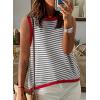 imageDokotoo Womens Summer Tops 2025 Casual Striped Color Block High Neck Tank Top Loose Knit High Low Sleeveless Shirts BlousesGrey