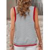 imageDokotoo Womens Summer Tops 2025 Casual Striped Color Block High Neck Tank Top Loose Knit High Low Sleeveless Shirts BlousesGrey