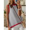 imageDokotoo Womens Summer Tops 2025 Casual Striped Color Block High Neck Tank Top Loose Knit High Low Sleeveless Shirts BlousesGrey