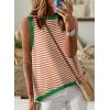 imageDokotoo Womens Summer Tops 2025 Casual Striped Color Block High Neck Tank Top Loose Knit High Low Sleeveless Shirts BlousesOrange