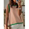 imageDokotoo Womens Summer Tops 2025 Casual Striped Color Block High Neck Tank Top Loose Knit High Low Sleeveless Shirts BlousesOrange