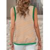 imageDokotoo Womens Summer Tops 2025 Casual Striped Color Block High Neck Tank Top Loose Knit High Low Sleeveless Shirts BlousesOrange