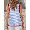 imageDokotoo Womens Summer Tops 2025 Casual Striped Color Block High Neck Tank Top Loose Knit High Low Sleeveless Shirts BlousesSky Blue