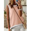 imageDokotoo Womens Summer Tops 2025 Casual Striped Color Block High Neck Tank Top Loose Knit High Low Sleeveless Shirts BlousesSolid Pink