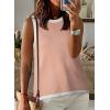 imageDokotoo Womens Summer Tops 2025 Casual Striped Color Block High Neck Tank Top Loose Knit High Low Sleeveless Shirts BlousesSolid Pink