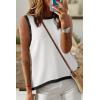 imageDokotoo Womens Summer Tops 2025 Casual Striped Color Block High Neck Tank Top Loose Knit High Low Sleeveless Shirts BlousesSolid White