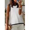 imageDokotoo Womens Summer Tops 2025 Casual Striped Color Block High Neck Tank Top Loose Knit High Low Sleeveless Shirts BlousesSolid White