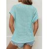 imageDokotoo Womens Tops Casual Scoop Neck Short Sleeve Waffle Knit Hollow Out Shirts Loose Tunic Tops BlousesAruba Blue