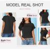 imageDokotoo Womens Tops Casual Scoop Neck Short Sleeve Waffle Knit Hollow Out Shirts Loose Tunic Tops BlousesBlack