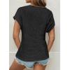 imageDokotoo Womens Tops Casual Scoop Neck Short Sleeve Waffle Knit Hollow Out Shirts Loose Tunic Tops BlousesBlack