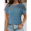 imageDokotoo Womens Tops Casual Scoop Neck Short Sleeve Waffle Knit Hollow Out Shirts Loose Tunic Tops BlousesBlue 1