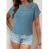 imageDokotoo Womens Tops Casual Scoop Neck Short Sleeve Waffle Knit Hollow Out Shirts Loose Tunic Tops BlousesBlue 1