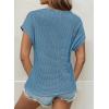 imageDokotoo Womens Tops Casual Scoop Neck Short Sleeve Waffle Knit Hollow Out Shirts Loose Tunic Tops BlousesBlue 1