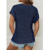 imageDokotoo Womens Tops Casual Scoop Neck Short Sleeve Waffle Knit Hollow Out Shirts Loose Tunic Tops BlousesBlue
