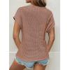imageDokotoo Womens Tops Casual Scoop Neck Short Sleeve Waffle Knit Hollow Out Shirts Loose Tunic Tops BlousesChestnut