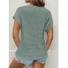 imageDokotoo Womens Tops Casual Scoop Neck Short Sleeve Waffle Knit Hollow Out Shirts Loose Tunic Tops BlousesGreen