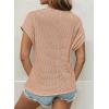 imageDokotoo Womens Tops Casual Scoop Neck Short Sleeve Waffle Knit Hollow Out Shirts Loose Tunic Tops BlousesKhaki