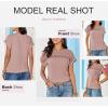 imageDokotoo Womens Tops Casual Scoop Neck Short Sleeve Waffle Knit Hollow Out Shirts Loose Tunic Tops BlousesLight Pink