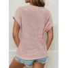 imageDokotoo Womens Tops Casual Scoop Neck Short Sleeve Waffle Knit Hollow Out Shirts Loose Tunic Tops BlousesLight Pink