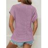 imageDokotoo Womens Tops Casual Scoop Neck Short Sleeve Waffle Knit Hollow Out Shirts Loose Tunic Tops BlousesLight Purple