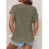 imageDokotoo Womens Tops Casual Scoop Neck Short Sleeve Waffle Knit Hollow Out Shirts Loose Tunic Tops BlousesMoss Green
